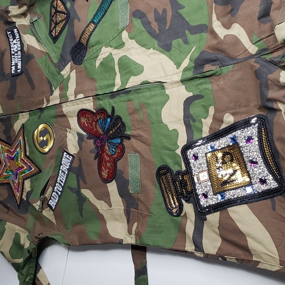 Rothco Womens Camo Bling Patchwork Flight Suit Jumpsuit Size S Y2K Retro - Picture 16 of 17